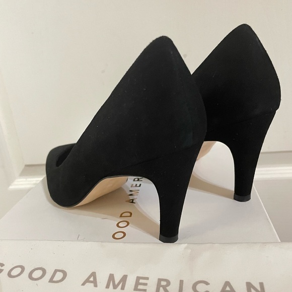 GOOD AMERICAN The Icon Black Suede Leather Classic Pumps - Picture 14 of 15